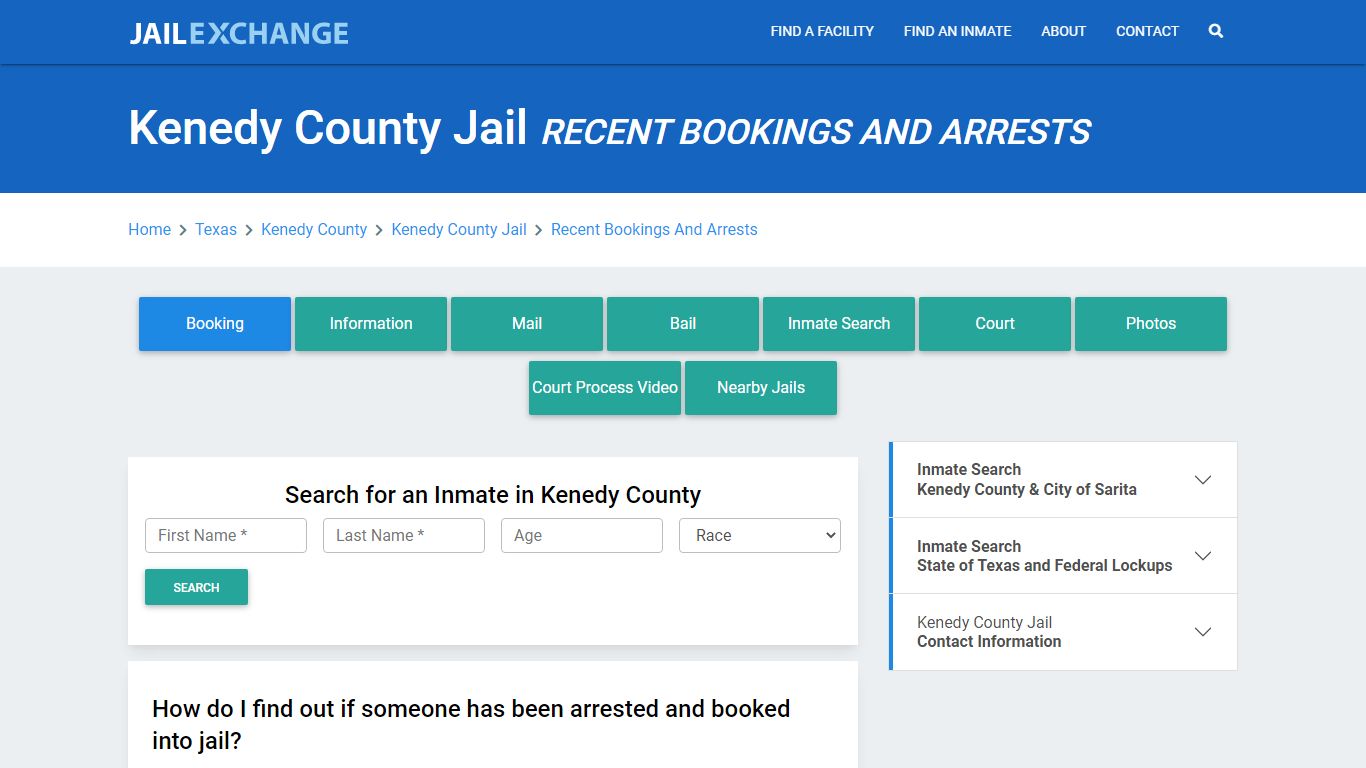 Kenedy County Jail Recent Bookings And Arrests - Jail Exchange