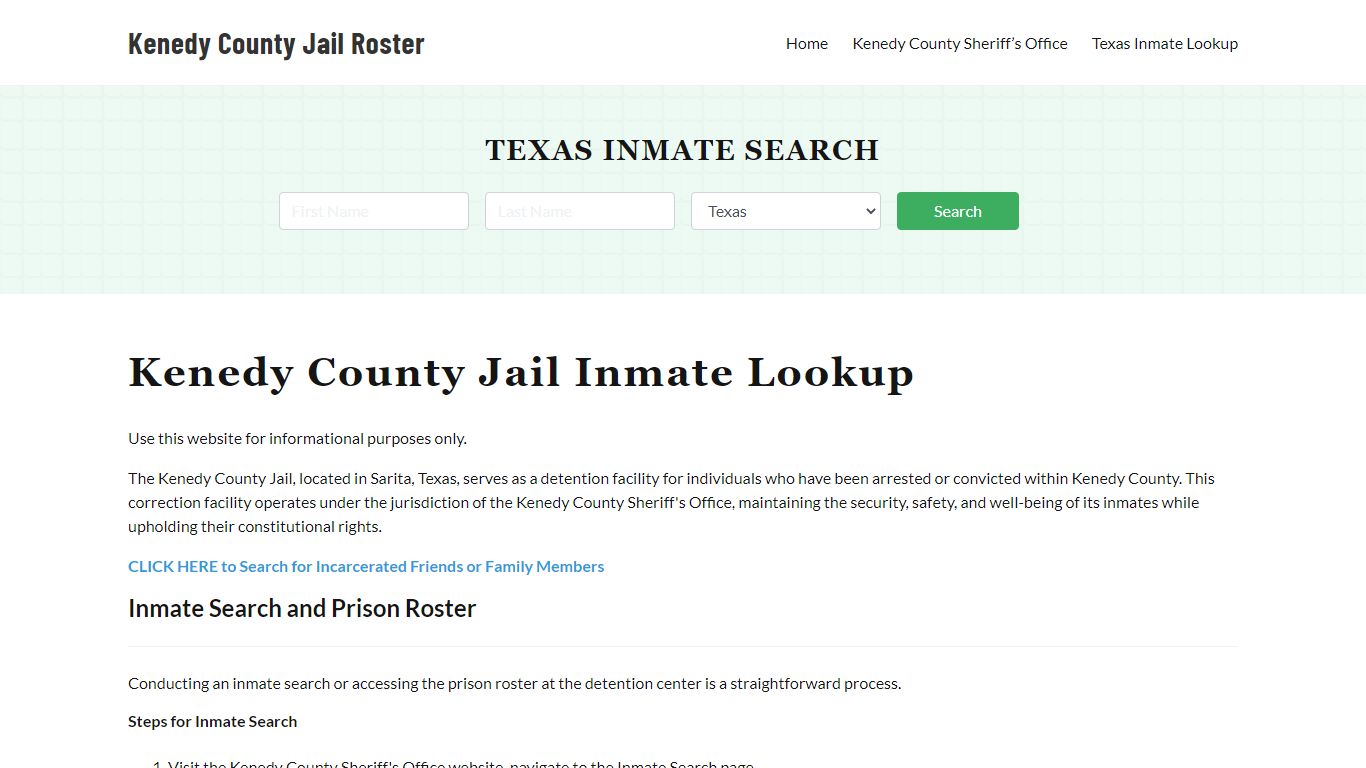 Kenedy County Jail Roster Lookup, TX, Inmate Search