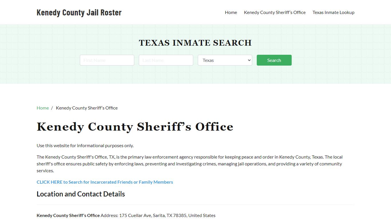 Kenedy County Sheriff Office, TX, Arrest Warrants Search